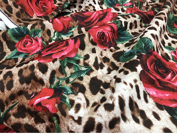 Женское осеннее жаккардовое платье-Ципао с леопардовым и розовым принтом 100x145 см