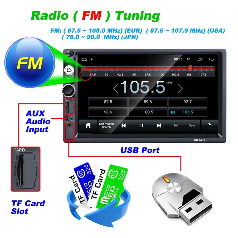 7 дюймов 2 Din Android автомобильный Mp5 плеер Поддержка gps и Wifi Bluetooth Автомобильный