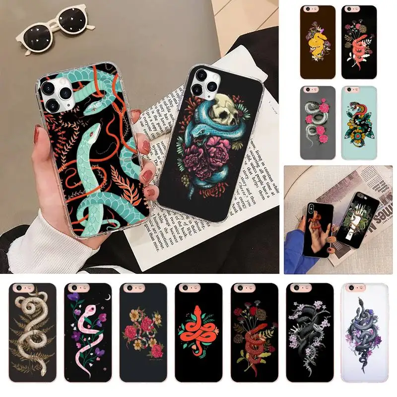 

Hand Held Snake Flower Luxury Soft Phone Case for iPhone 12 Pro Max X XS MAX 6s 78 Plus Cover Bumper for SE 2020