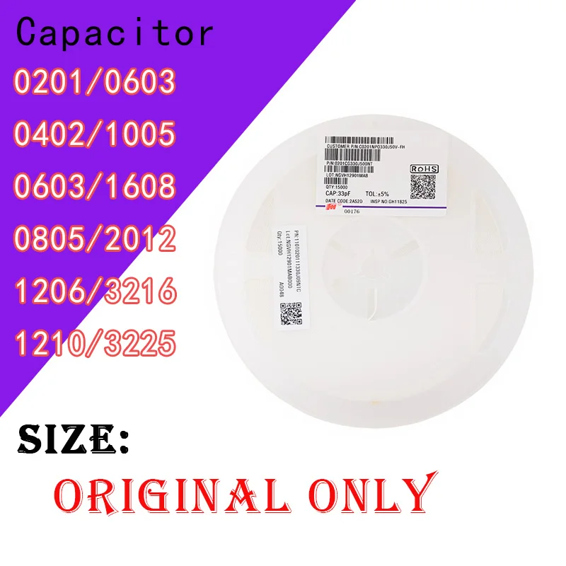 100 шт. 0402 150PF/180PF/220PF/330PF/470PF/680PF/820PF 151/181/221/331/471/561/681/821 50V X7R 10% |