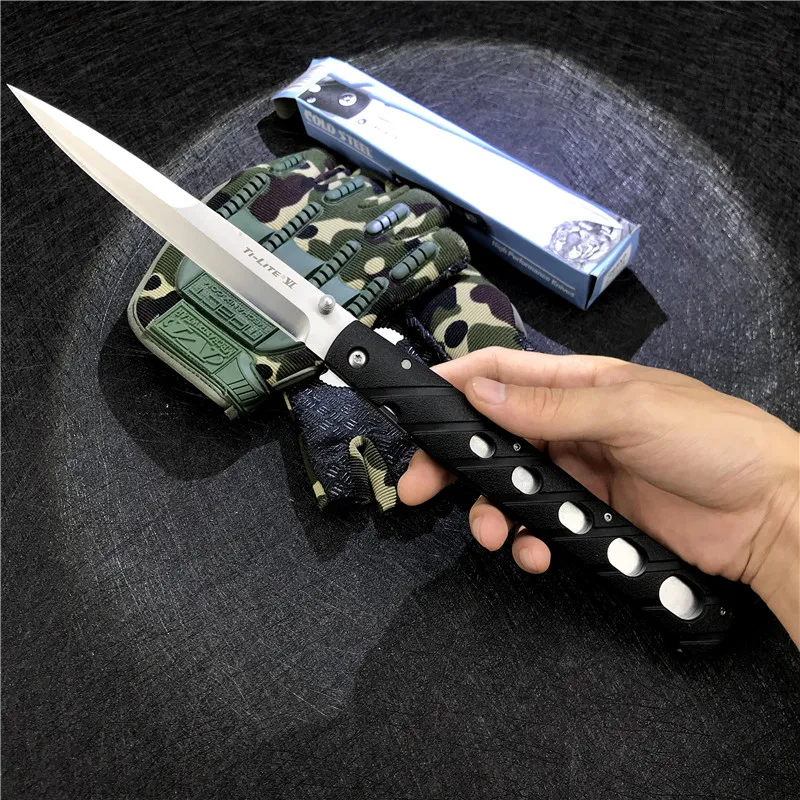 

Cold Steel 26SXP Ti Li Te XL 6 Folding Knife Stiletto Sword Pocket Knife Outdoor Self Defense Knife Camping Hunting Tool Knives