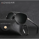 Классические поляризованные солнцезащитные очки AOWEAR, мужские очки в стиле ретро, очки из алюминиево-магниевого сплава, зеркальные очки с покрытием, рождественские подарки