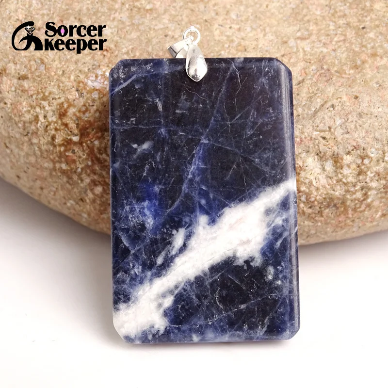 

Женские и мужские модные ювелирные подвески с цепочкой, оптовая продажа синих кристаллов содалита, кварцевые Женские Подвески BC291