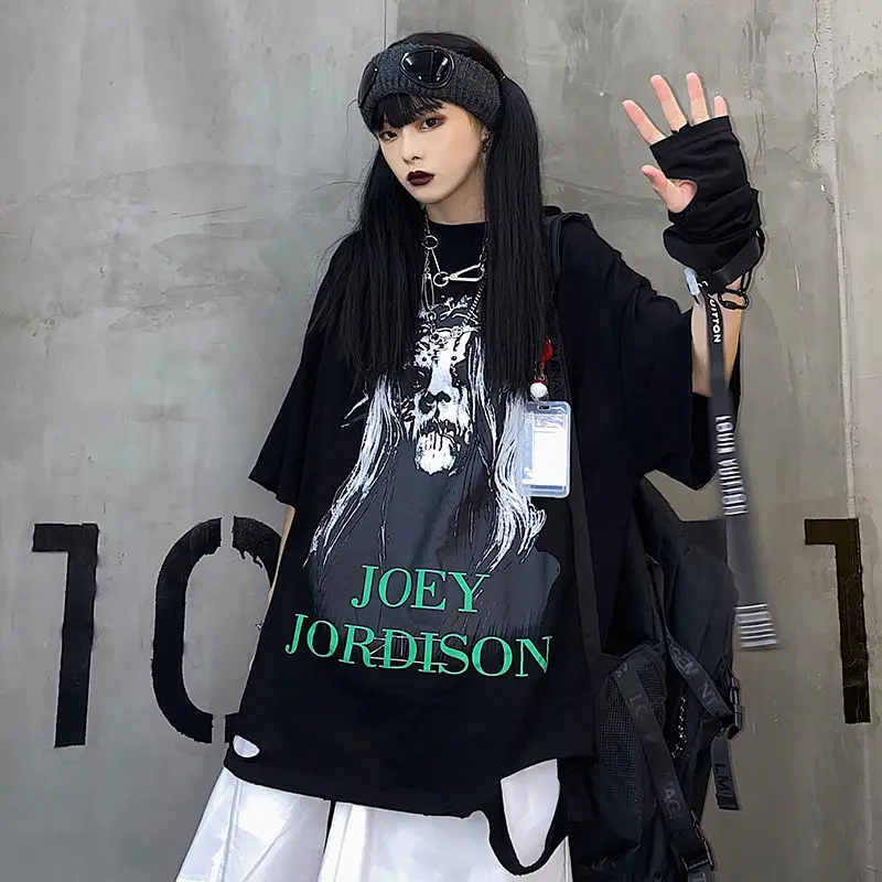 Harajuku футболка в стиле рок панк женская хип хоп Япония уличная с коротким рукавом