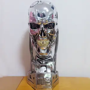 Копия каучукового Терминатора T800 в масштабе 1:1, Череп, эндоскелет, подъемный Размер, фигурка бюста светильник ящийся светодиодный глаз, модель статуи T-800 T2