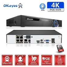 4CH 4K POE NVR Face Recognition H.265+ Network Video Recorder 2 HDD Recording IP Camera P2P System