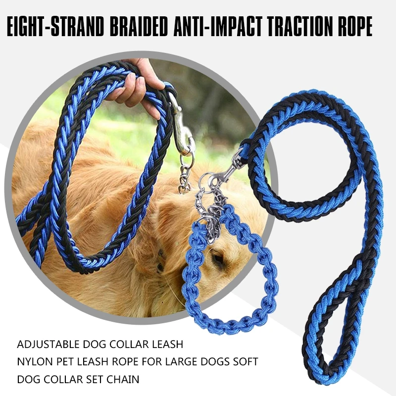 

Adjustable Dog Leash Nylon Pet Leash Rope for Large Dogs Soft Dog Set Chain