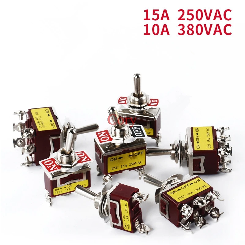 1PC Toggle Switch Maintained/Momentary On-On On-Off On-Off-On AC 250V 15A 380V 10A w 2/3/4/6/9/12 Screw Terminals | Обустройство дома