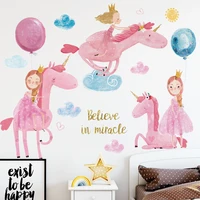 big pink girl heart wall stickers unicorn for childrens room girl kindergarten childhood playground wall decoration sticker