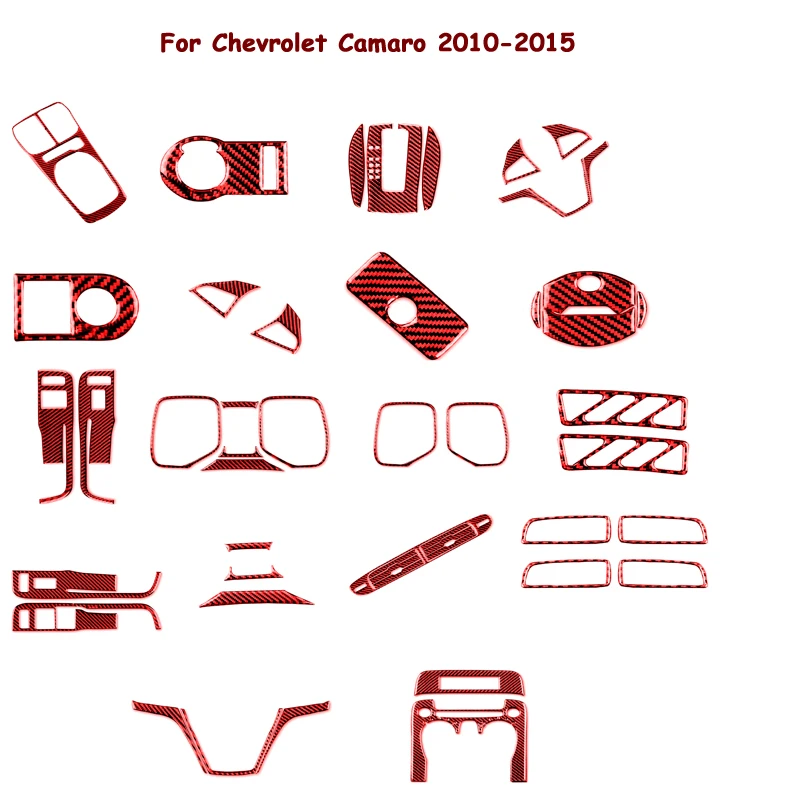 

For Chevrolet Camaro 2010-2015 Car Interior Carbon Fiber steering wheel wait red Stickers Decorative Car styling Accessories
