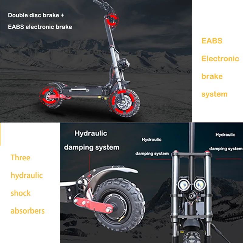 Günstig 11 Zoll Off Road Leistungsstarke Elektrische Roller 3200W 60V Dual Motor Mit 26 Ah Lithium-Batterie 80 Km/h Elektrische Skateboard Für Erwachsene