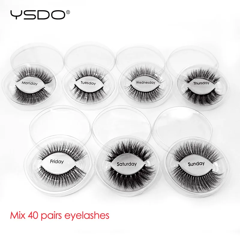 Mix 40 pairs YSDO ресницы серо-коричневого цвета, торговля 30/40/50/100 пар Накладные ресницы в естественном стиле 3d норковых ресниц драматический ресницы «maquiagem» lashes - Цвет: Mix 40 pairs