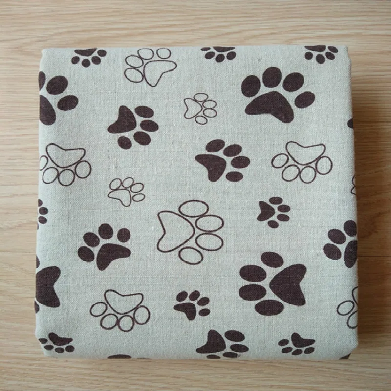 Ткань с принтом медвежьих лап тканевая занавеска ткань льняная ручной работы для