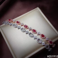 kjjeaxcmy boutique jewelry 925 sterling silver inlaid natural ruby female bracelet support detection classic exquisite