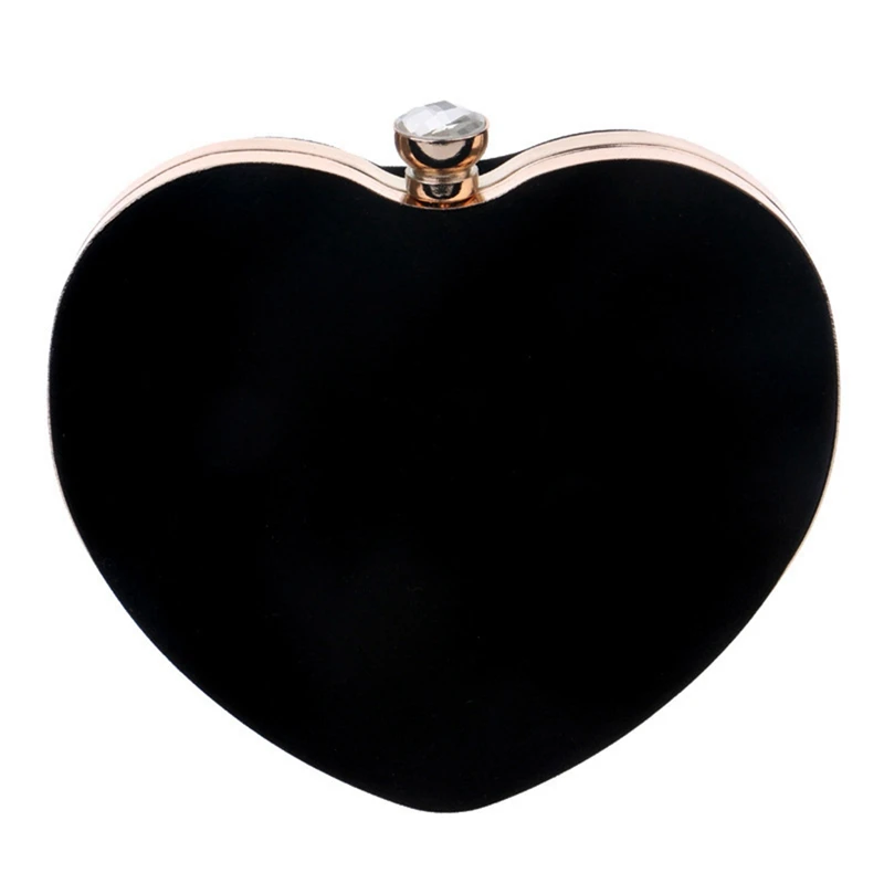 

1Pcs Heart Shaped Diamonds Women Evening Bags with Chain & 1Pcs Suede Velvet Rhinestone Stud One Ring Decor Evening Bag