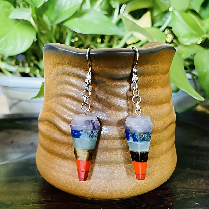 Женские серьги из натурального камня подарочные ручной работы нержавеющей стали