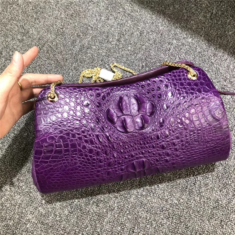 Женский клатч из натуральной крокодиловой кожи кошелек аллигатора с золотыми