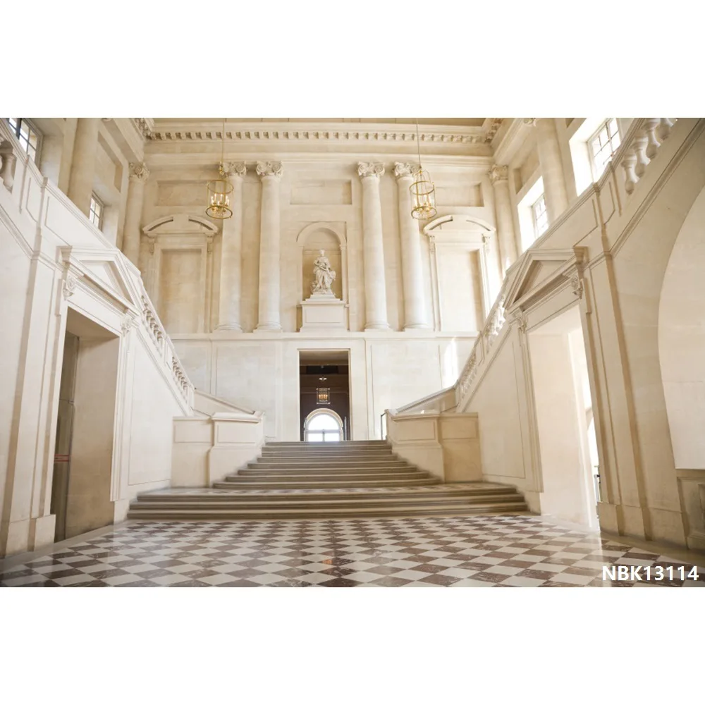 Laeacco Palace Interior Stairs Lamp Pillar Decoration Photography Backgrounds Customized Photographic Backdrops For Photo Studio - Цвет: NBK13114