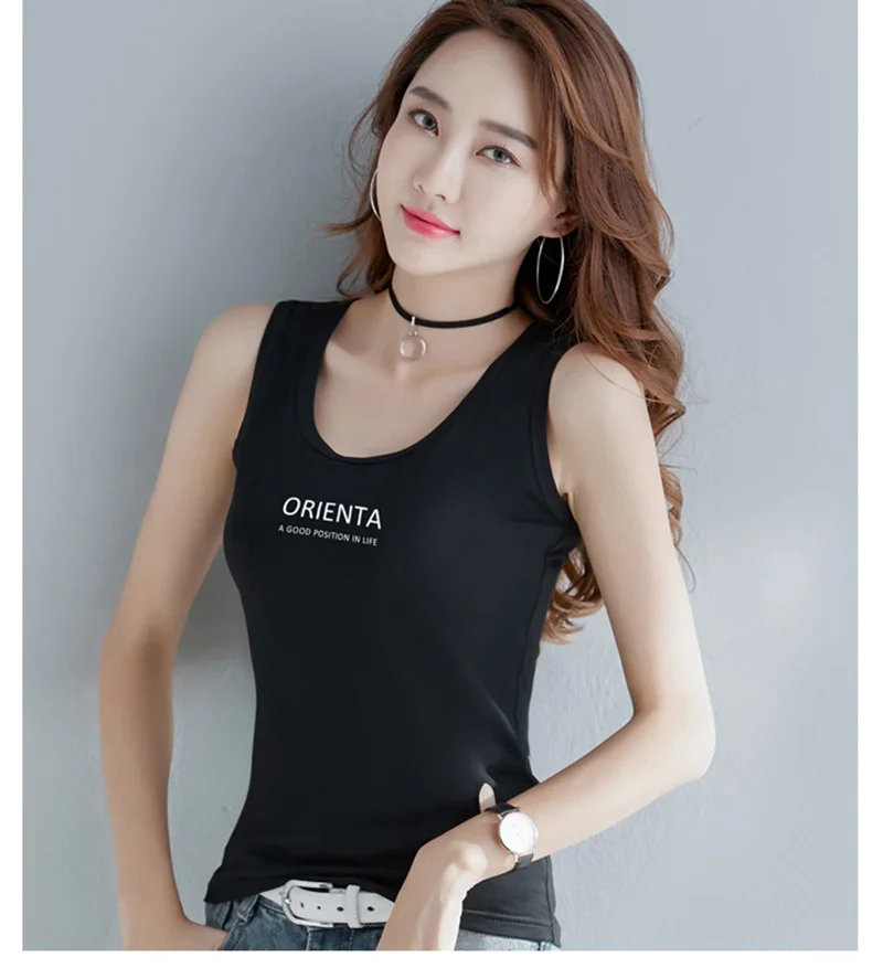 

Summer new U-neck slim female strap sleeveless letter print wear outside Small fresh and lovely Harajuku streetwear tank tops