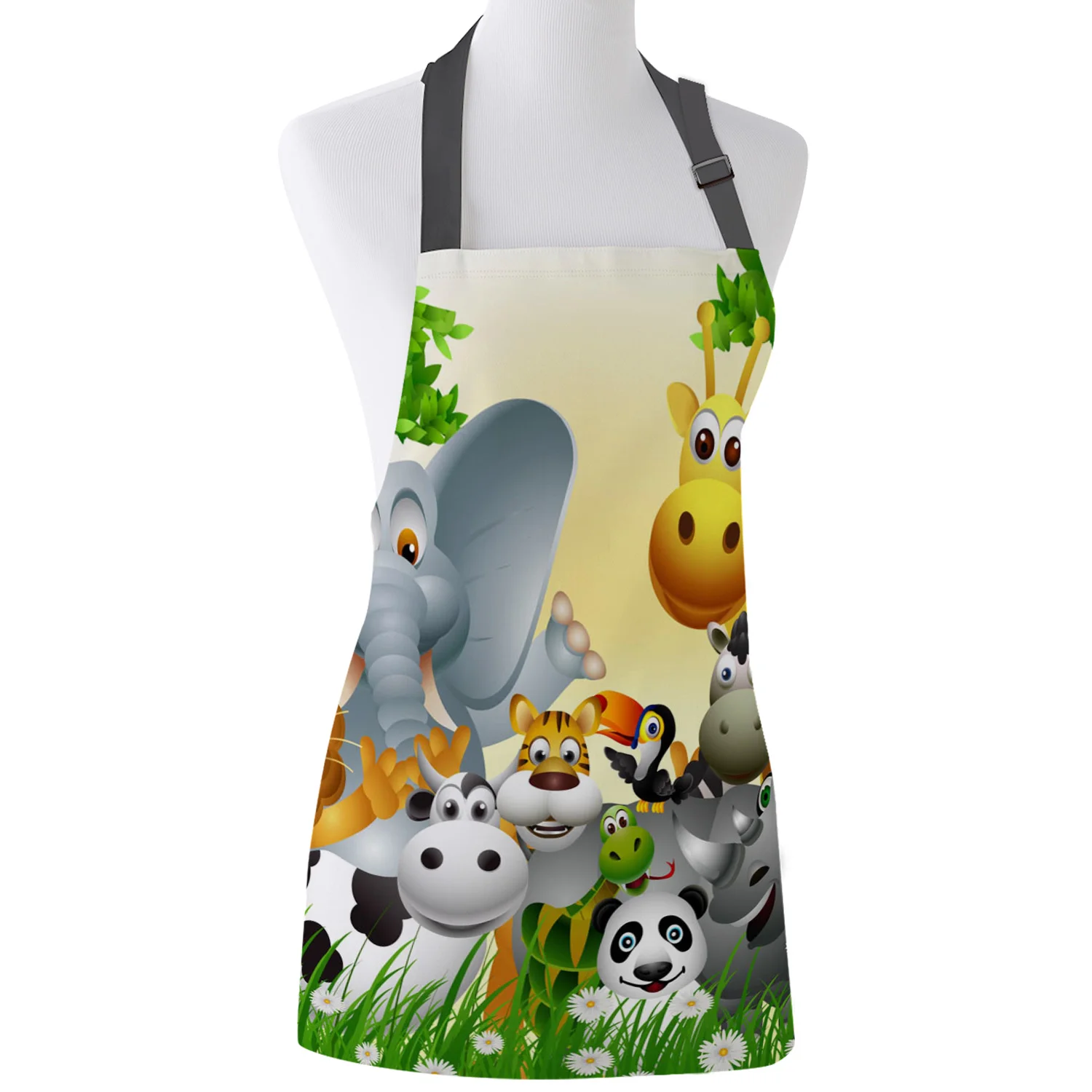 

Elephant Tiger Giraffe Cartoon Animal Apron Adult Kids Bibs Home Cooking Baking Restaurant Kichen Aprons for Woman Cleaning