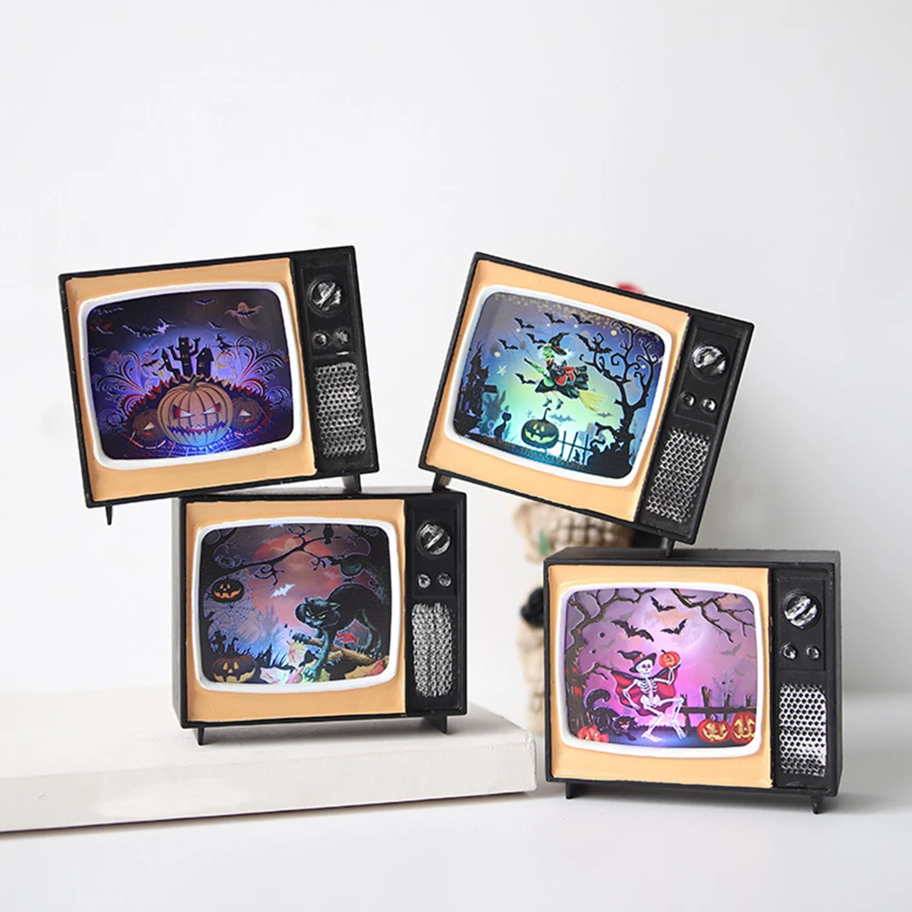 

Retro Halloween Tv Led Electronic Candle Lights Ghost Festival Glowing Lantern Lamp Home Party Props Decorations