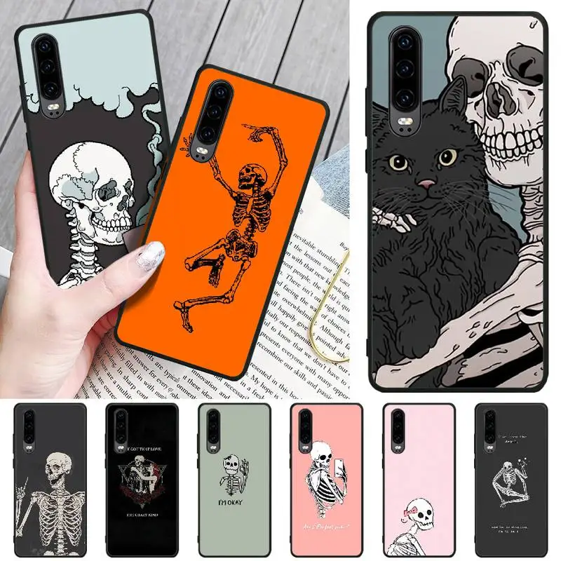 LJHYDFCNB Забавный чехол для телефона с черепом Huawei P8 lite 2017 P9 P10 20Pro Lite Pro P30lite P Smart 2019 |