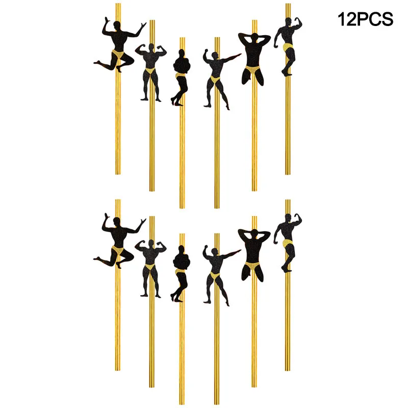 

Bachelorette Party Decorations Straws 12Pcs Stripper Dancing Men Straws Mexican Fiesta Party Drinking Favors Adult Party Supplie