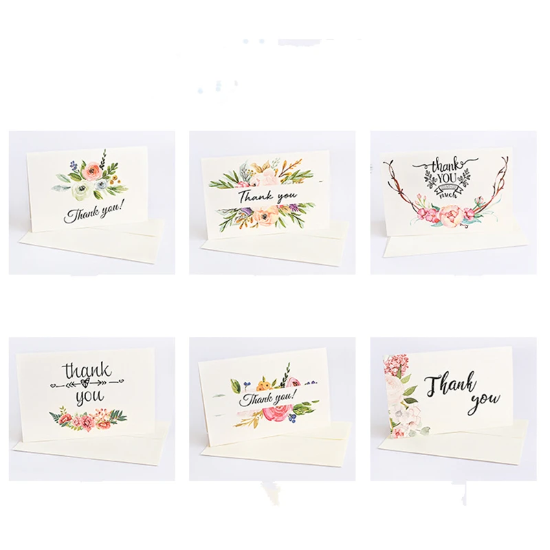 6 шт. Цветочные поздравительные открытки с конвертами для Дня Святого Валентина