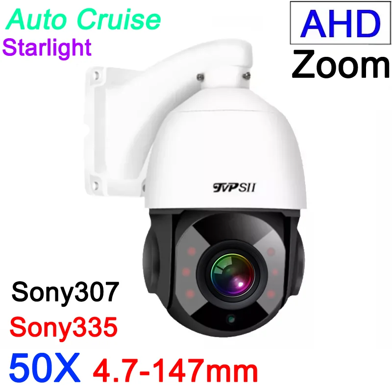 4K 8MP 5MP Sony335 Auto Cruise 6pcs Array Infrared Led Outdoor 360 Degree Rotate 50X 36X AHD PTZ Speed Dome Security CCTV Camera