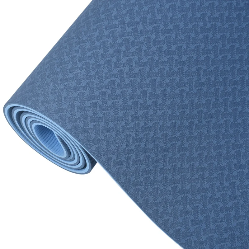 

6Mm Tpe Two-Color Non-Slip Yoga Mat Sports Mat 183x61Cm Gym Home Fitness Tasteless Mat Blue