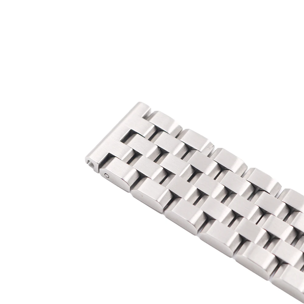 CARLYWET 22mm Silver Solid Links Replacement Watch Band Strap Bracelet Double Push Clasp For Seiko