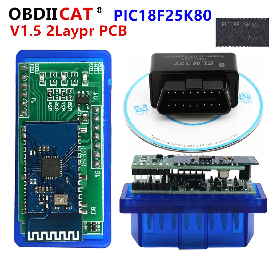 Горячая PIC18F25K80 чип Супер OBD2 ELM327 V2.1 BT FWV1.5 аппаратные средства работает Android ELM 327