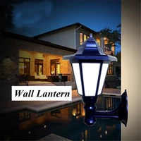 outdoor solar powered hexagon shape wall mount led lantern light garden lawn waterproof wall lamp
