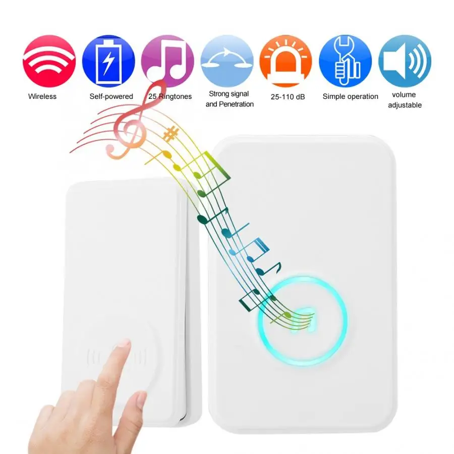 Самогенерирующий беспроводной дверной звонок 25 мелодий звонка комплект датчик