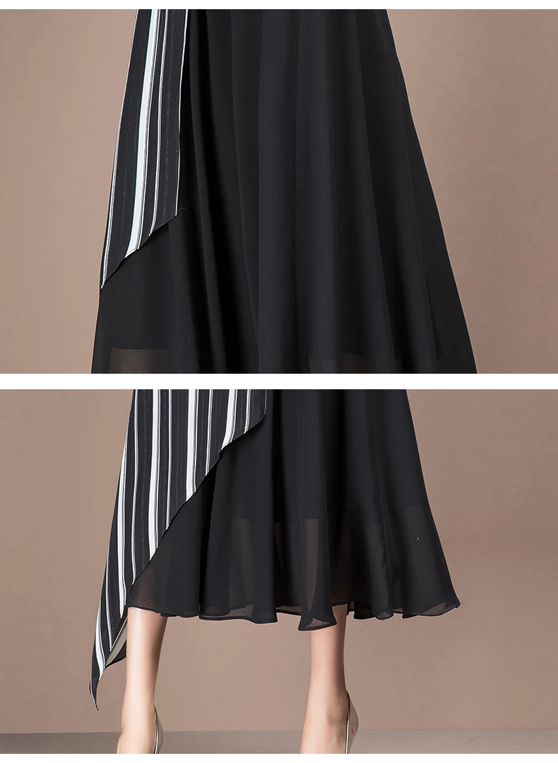 

2021 Spring Casual Short Sleeve Chiffon Patchwork Long Dress for Women