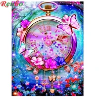 5d diy diamond painting butterfly flower clock full square embroidery rhinestones pictures handmade needlework christmas gift