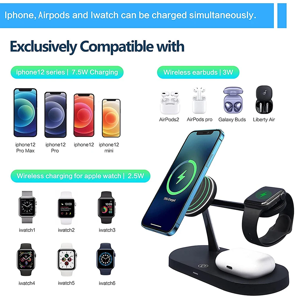 

Bonola Qi 3 1, 15 iPhone 11 12 XS 8 Plus Airpods Pro/2/Apple Watch 6 5 4