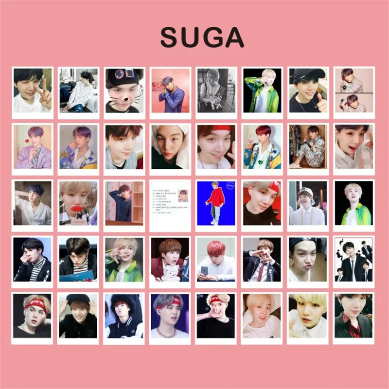 SUGA Kpop 40 шт. HD Фотокнига Bangtan Boys карта душа Persona Bring The Soul фильм Interlude Wings LOMO карты открытка JIMIN V SUGA J-HOPE LJJ667 - Цвет: SUGA