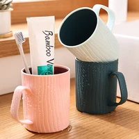 household fashion soild color mouthwash cup with handle bathroom couples brushing cup toothbrush plastic tooth mug coffee cup