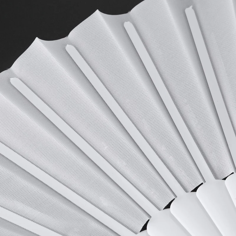 

Plastic Fabric Hand Foldable Fan for Ladies Men White