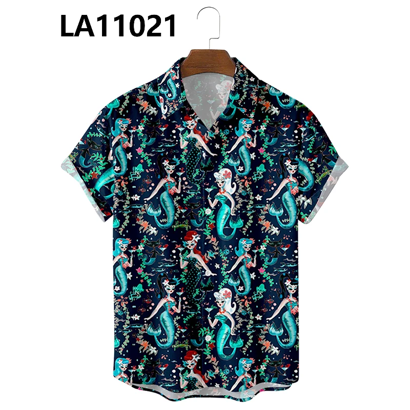 2021 New shirts for men Summer Floral Elements 3d Digital Printing Trend Loose Short-Sleeved Men's Shirt Top 6xl Large Size