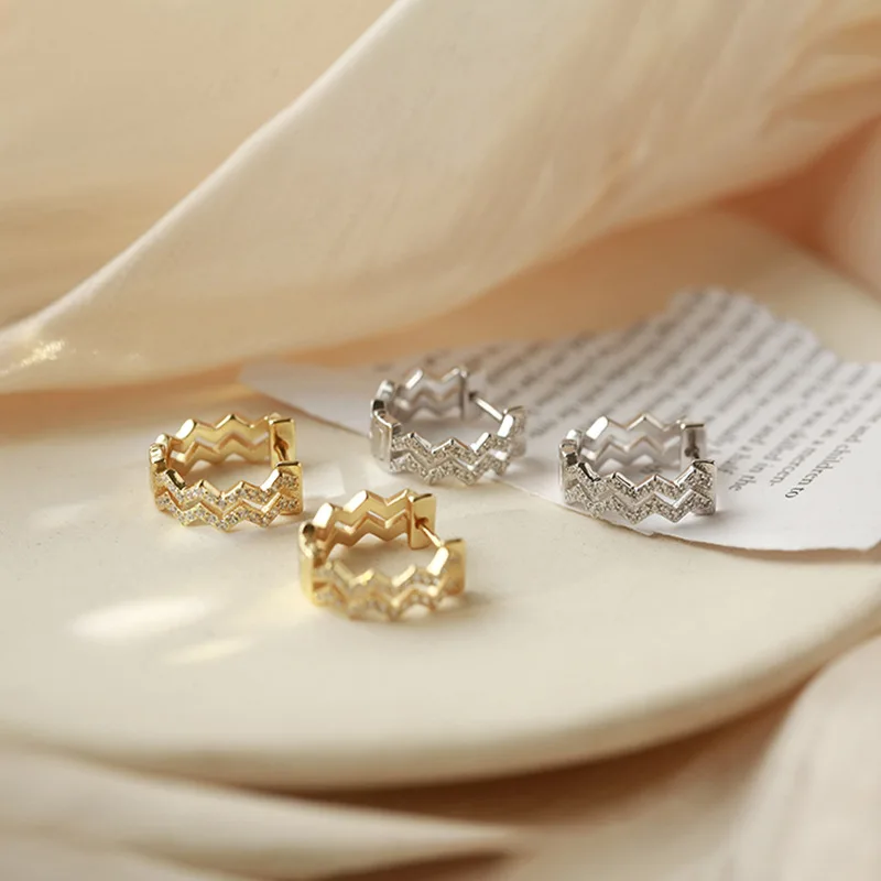 Новые модные геометрические двухслойные серьги с кубическим цирконием милые