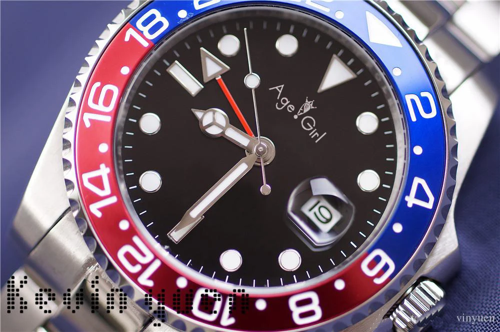

Luxury New GMT Automatic Mechanical Watches Stainless Steel Dive Blue Red Ceramic Bezel Sapphire Glass Men Watch 40mm AAA+