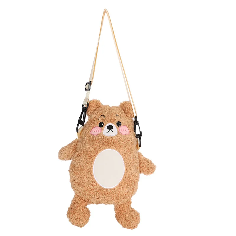 

Cute plush small bag female soft cute cartoon bear bag personality one-shoulder messenger bag