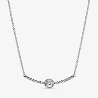 925 sterling silver pan necklace classic elegant arc with crystal necklace for women wedding party gift fashion jewelry