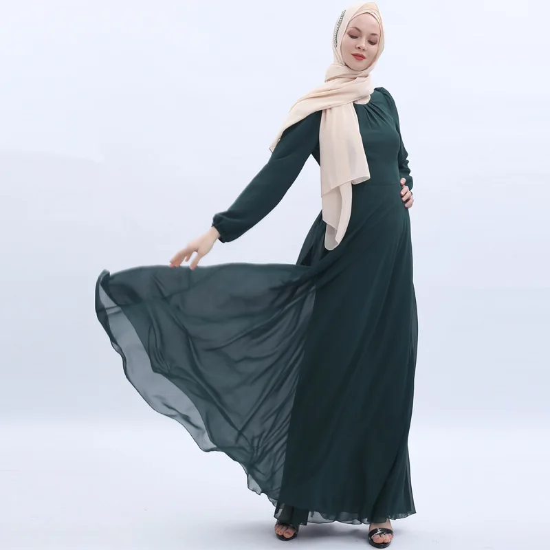 Мусульманское платье Рамадан модное женское шифоновое платье арабское однотонное длинное платье Оптовая Продажа Дубай абайя Турция Donsignet