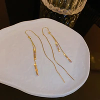 925 silver needle with diamonds geometric ear line tassel earrings for women korean fashion simple design personalized earrings