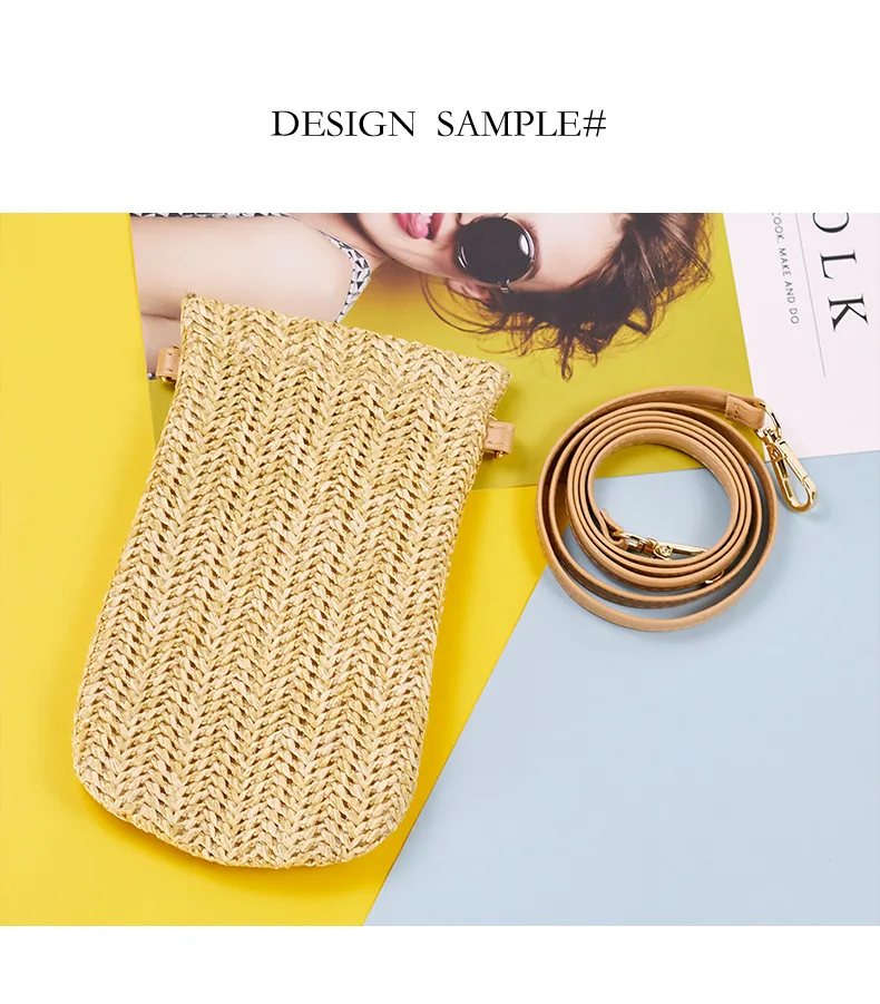 

2021 Summer New Pp Straw Woven Bag Portable Mobile Phone Bag Lipstick Bag Key Bag Diagonal Change Card Bag Girl Student Bag