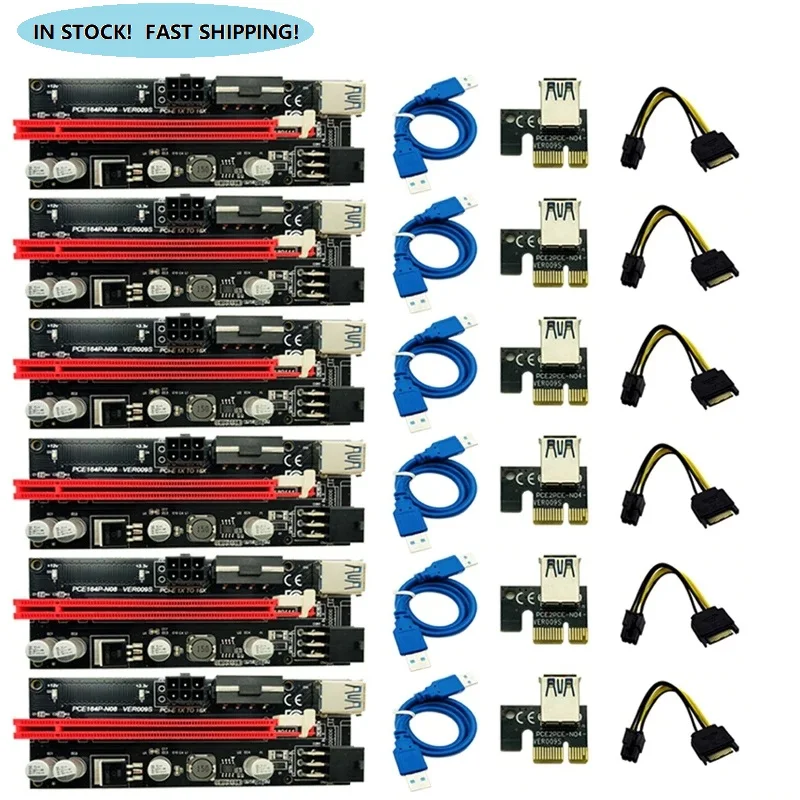 6 шт. новые Ver009 Usb 3 0 Pci E Ver 009S Экспресс 1X 4X 8X 16X расширитель Riser карта адаптера Sata 15Pin