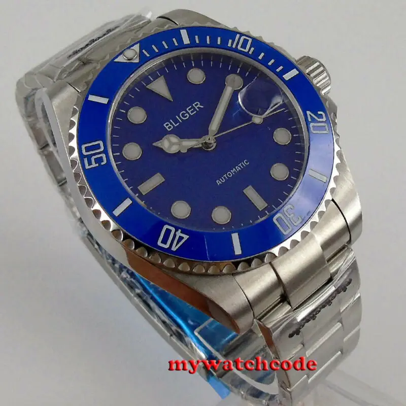 Часы мужские механические с синим циферблатом 43 мм|Мужские часы| |